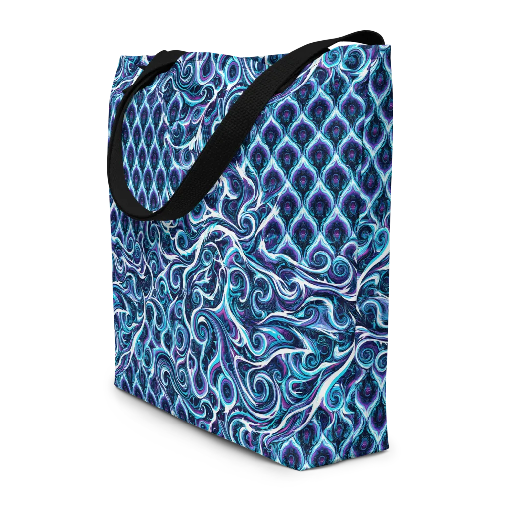 Midnight Whirlpool on Large Tote Bag W/ Pocket — Front