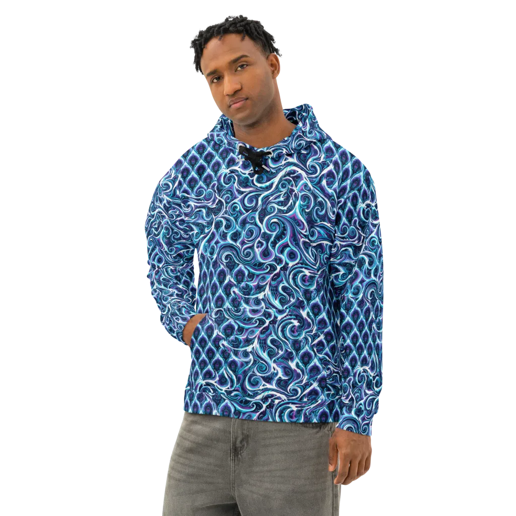 Midnight Whirlpool on Cotton Hoodie — Left Front
