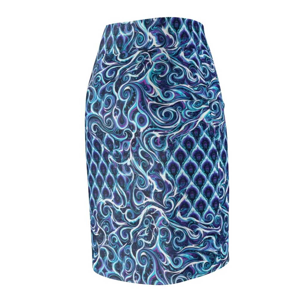 Midnight Whirlpool on Pencil Skirt — Back Side