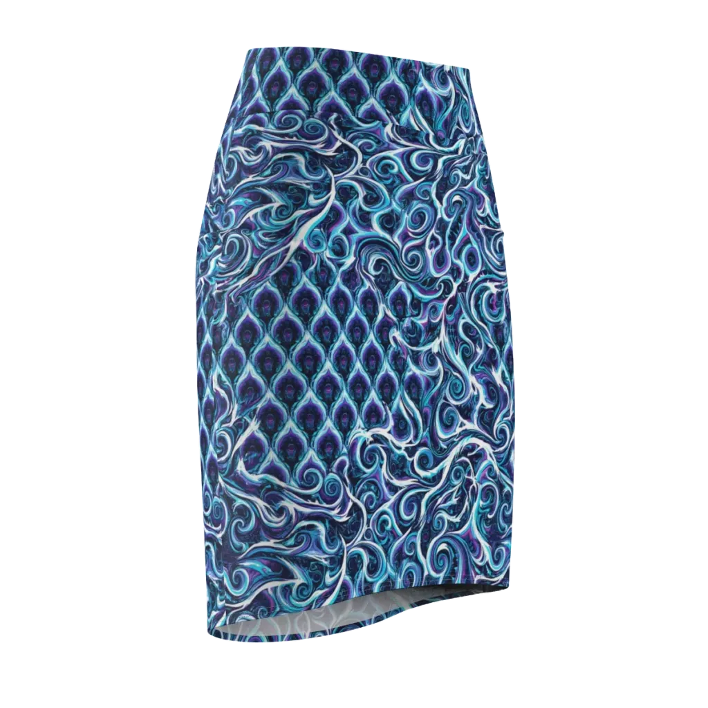 Midnight Whirlpool on Pencil Skirt — Front Side