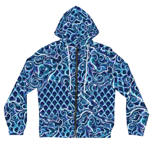 Midnight Whirlpool on a Women's Full-Zip Hoodie
