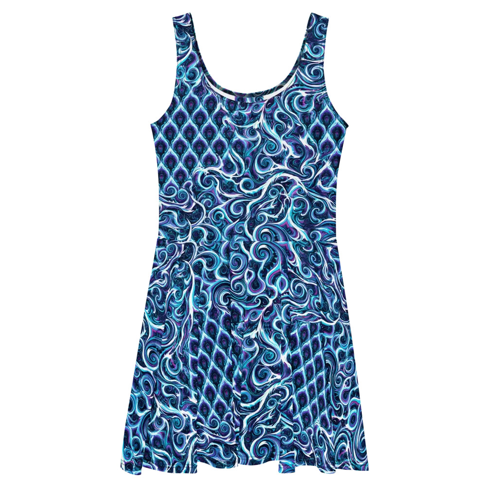 Midnight Whirlpool on Skater Dress — Front