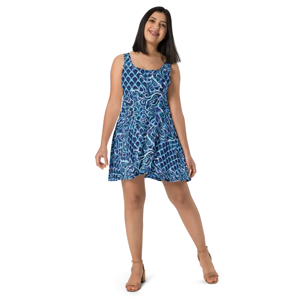Midnight Whirlpool on Skater Dress — Front