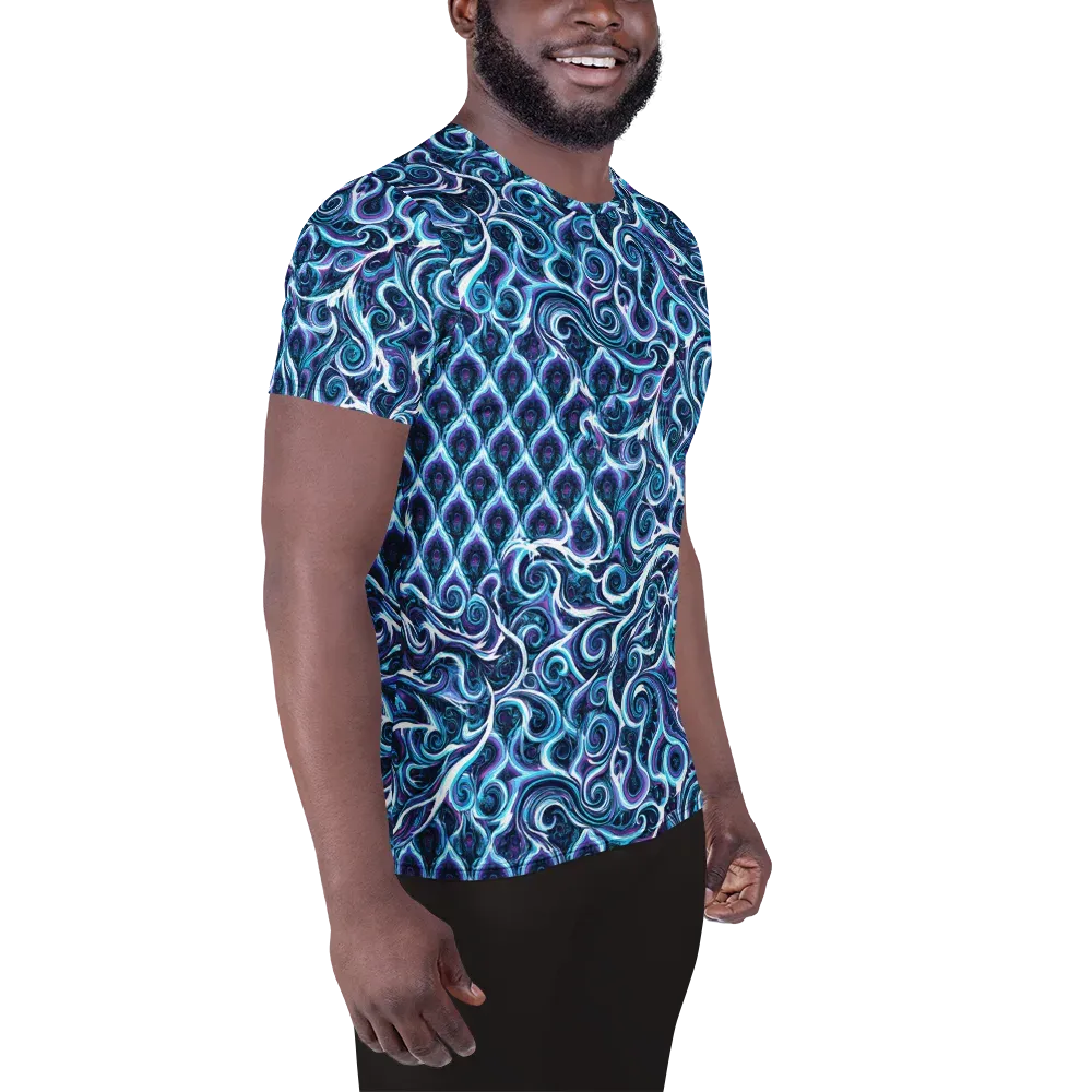 Midnight Whirlpool on Men's Athletic T-Shirt — Right