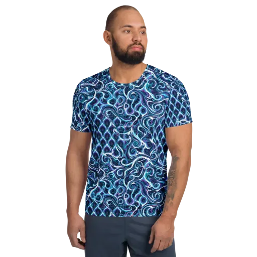 Midnight Whirlpool on a Men's Athletic T-Shirt