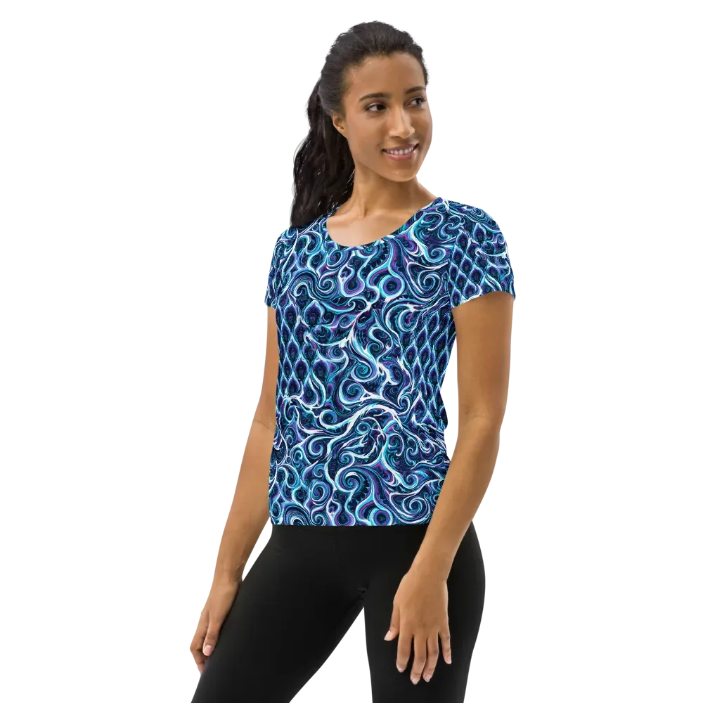 Midnight Whirlpool on Women's Athletic T-Shirt — Left