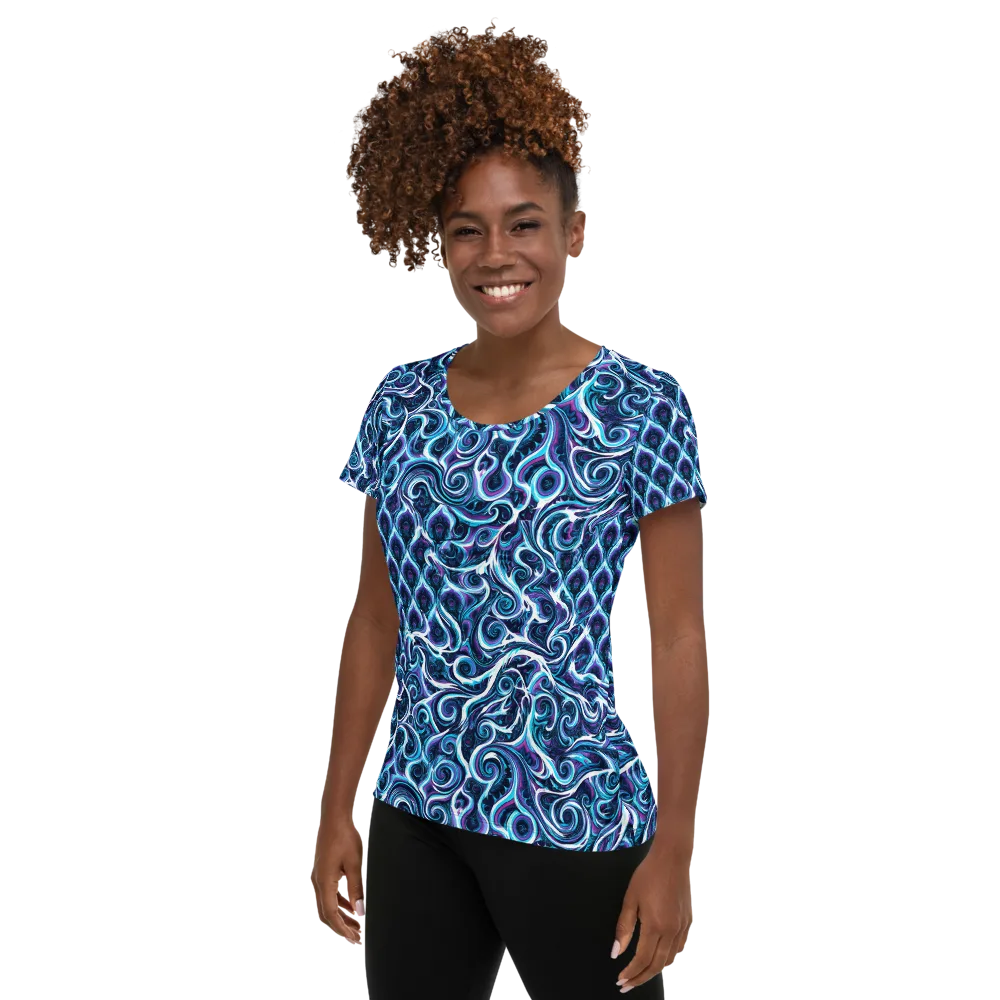 Midnight Whirlpool on Women's Athletic T-Shirt — Left