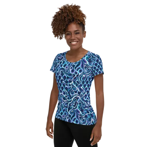 Midnight Whirlpool on a Women's Athletic T-Shirt
