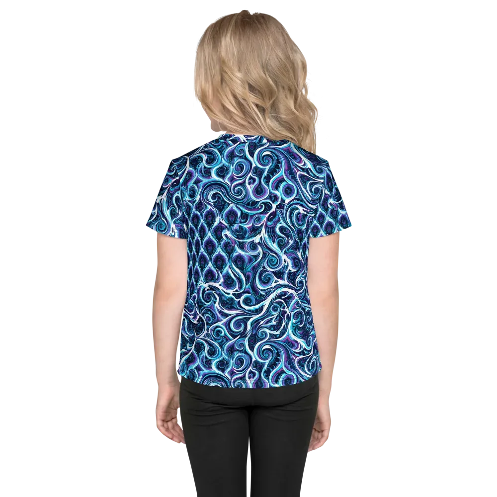 Midnight Whirlpool on Kids Crew Neck T-Shirt — Back