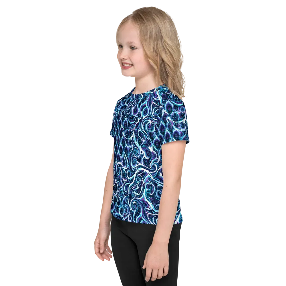 Midnight Whirlpool on Kids Crew Neck T-Shirt — Left
