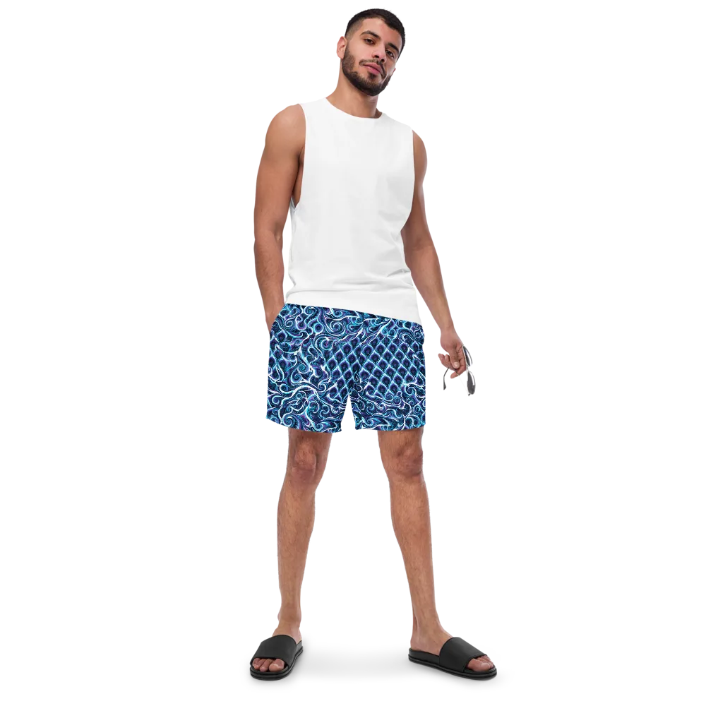 Midnight Whirlpool on Swim Trunks — Front