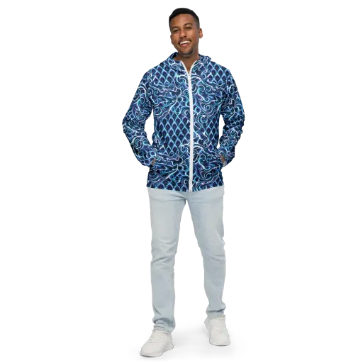 Midnight Whirlpool on a Men's Windbreaker