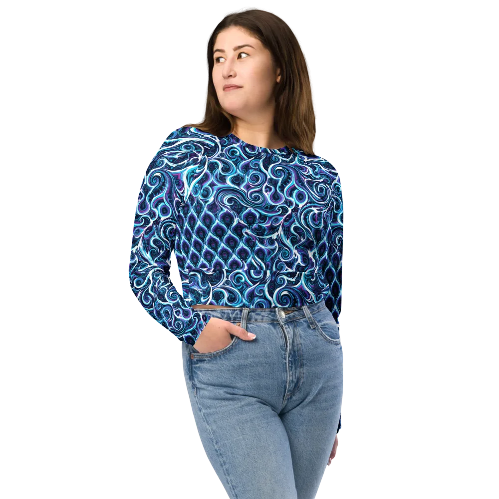 Midnight Whirlpool on Long Sleeve Crop Top — Front
