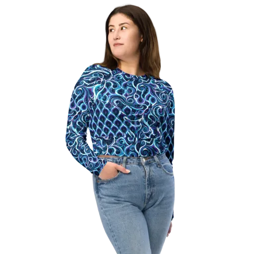 Midnight Whirlpool on a Long Sleeve Crop Top