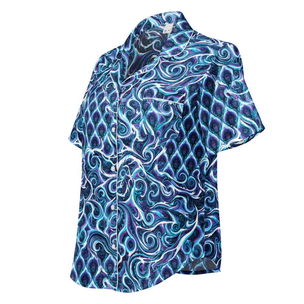 Midnight Whirlpool on Women's Short Sleeve Pajama Top — Left Front