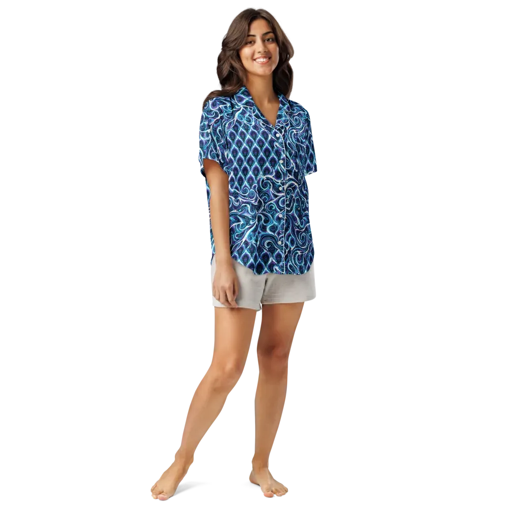 Midnight Whirlpool on Women's Short Sleeve Pajama Top — Front