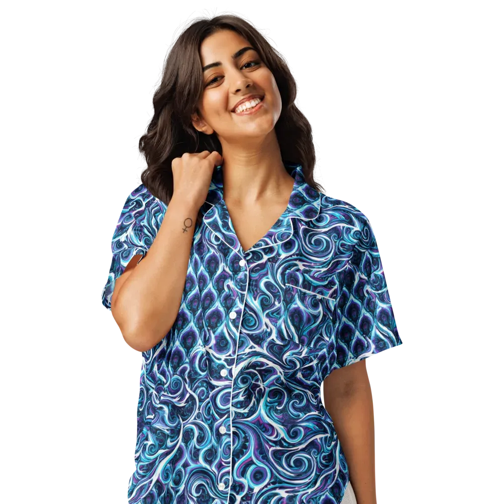 Midnight Whirlpool on Women's Short Sleeve Pajama Top — Front