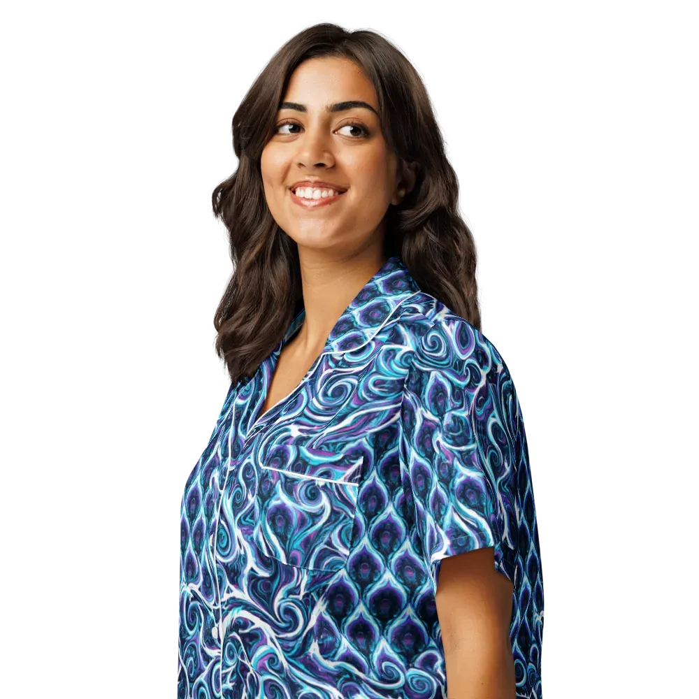 Midnight Whirlpool on Women's Short Sleeve Pajama Top — Left Front