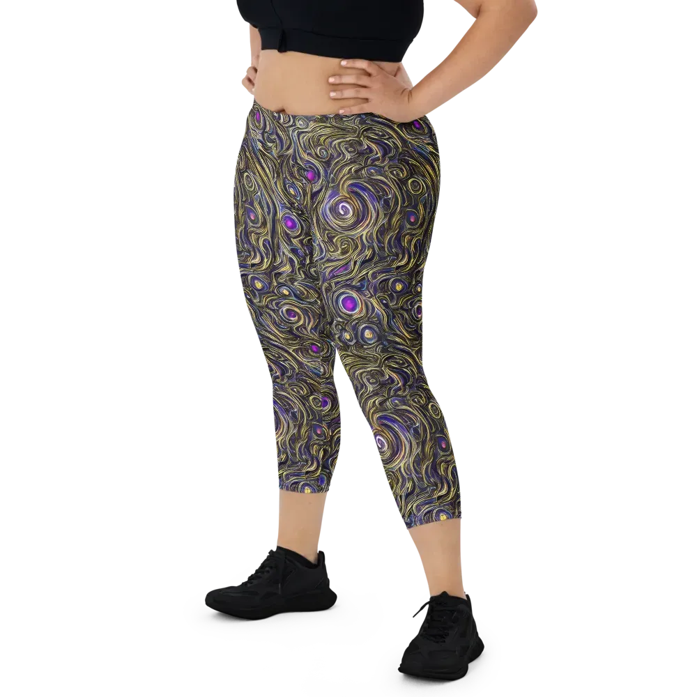 Orbiting Gold on Capri Leggings — Front