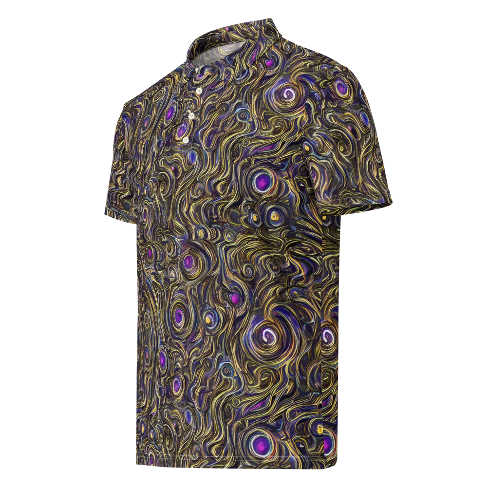Orbiting Gold on Men's Slim Fit Polo Shirt — Left Front