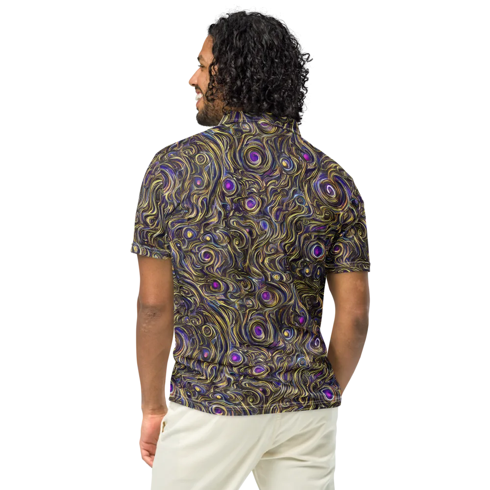 Orbiting Gold on Men's Slim Fit Polo Shirt — Back