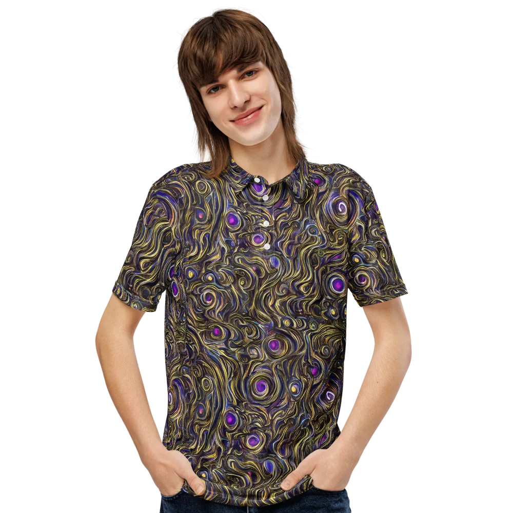 Orbiting Gold on Men's Slim Fit Polo Shirt — Front