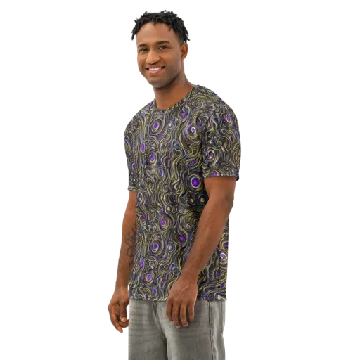 Orbiting Gold on a Men's Cotton Crew Neck T-Shirt