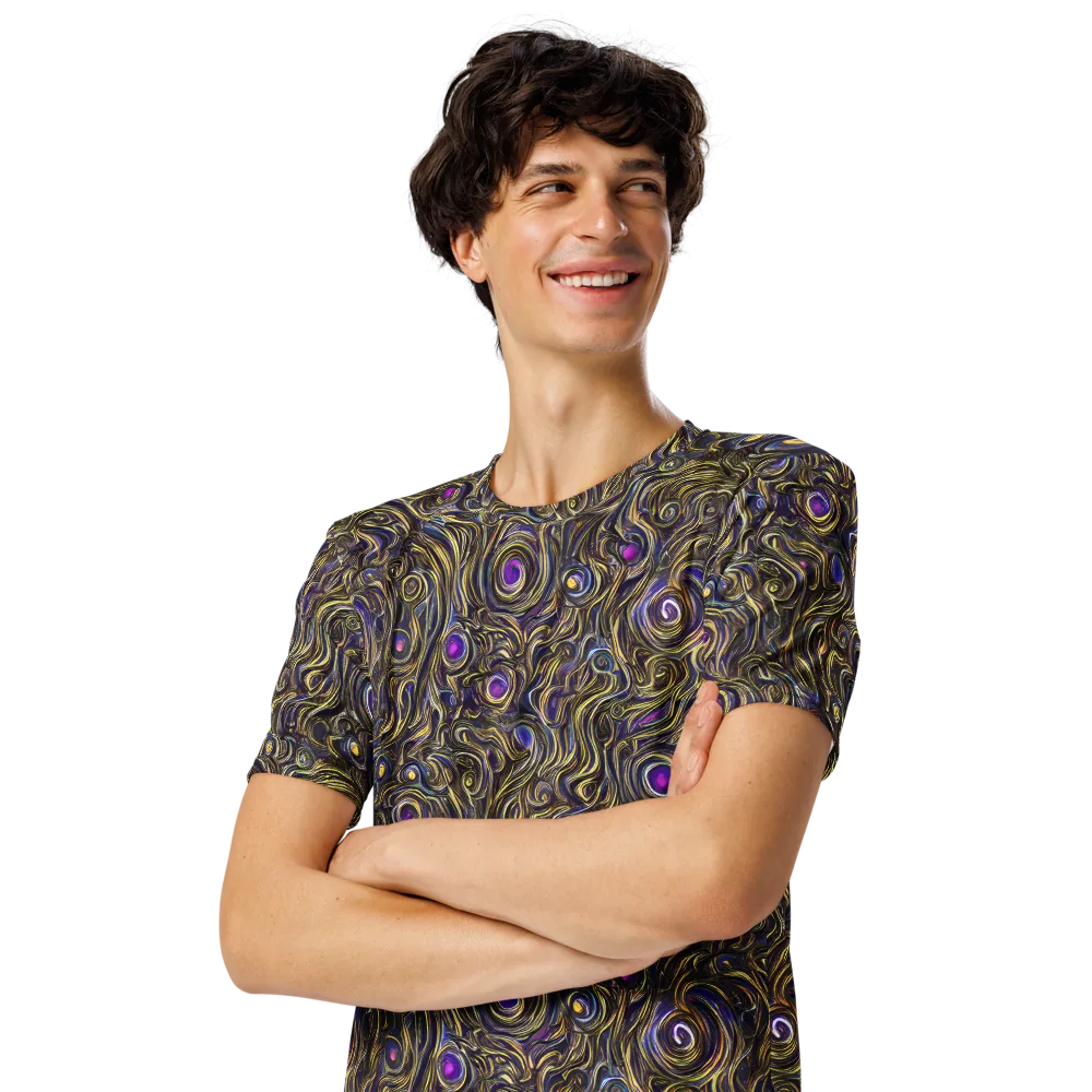 Orbiting Gold on Men's Crew Neck T-Shirt — Left Front