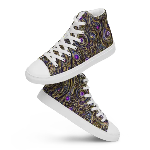 Orbiting Gold on a Men's High Top Canvas Shoes