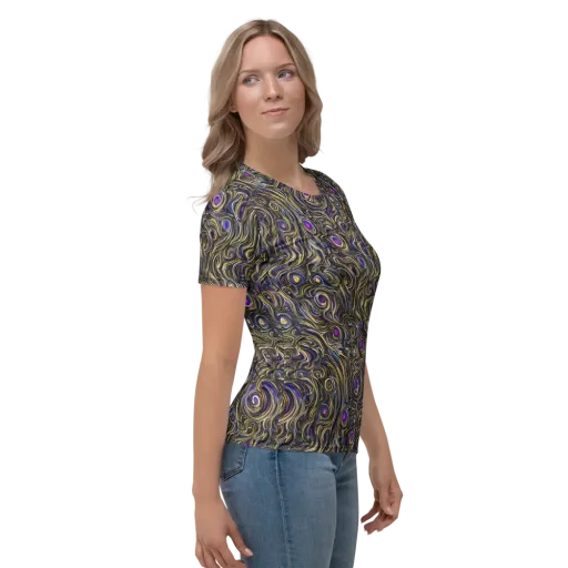 Orbiting Gold on a Women's Crew Neck T-Shirt