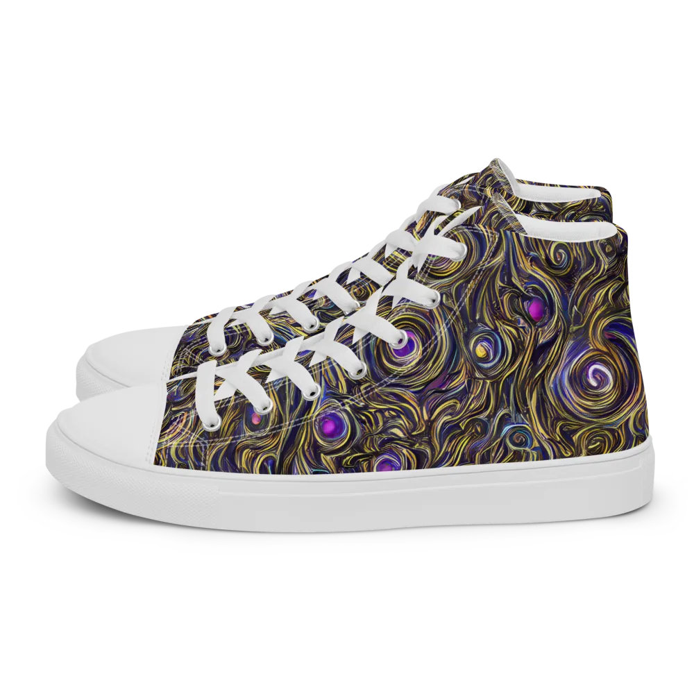 Orbiting Gold on Women's High Top Canvas Shoes — Left