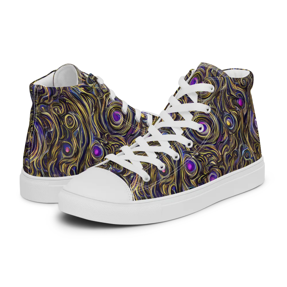 Orbiting Gold on Women's High Top Canvas Shoes — Left