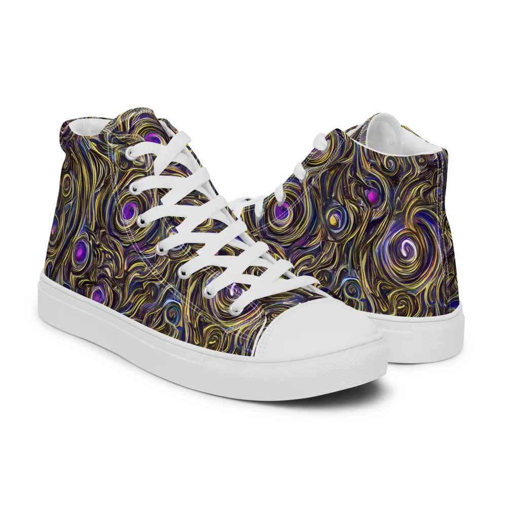 Orbiting Gold on Women's High Top Canvas Shoes — Right