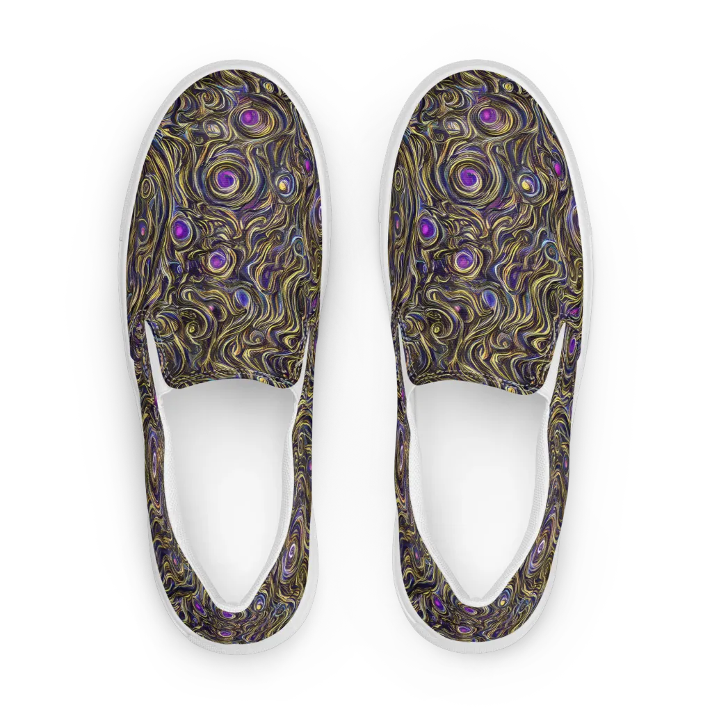 Orbiting Gold on Men's Slip-On Canvas Shoes — Front
