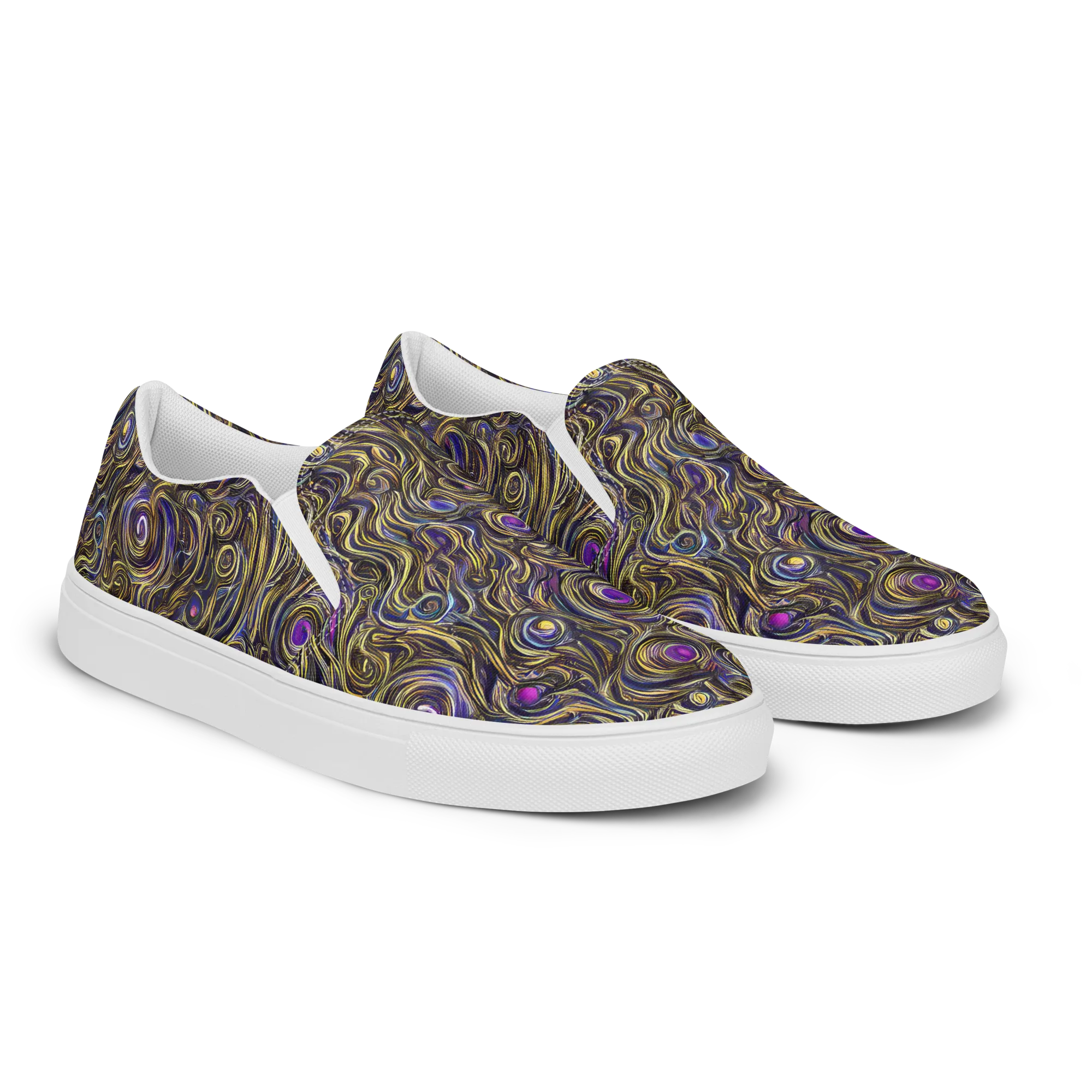 Orbiting Gold on Men's Slip-On Canvas Shoes — Right Front