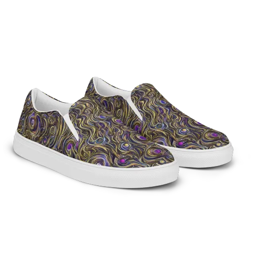 Orbiting Gold on a Men's Slip-On Canvas Shoes