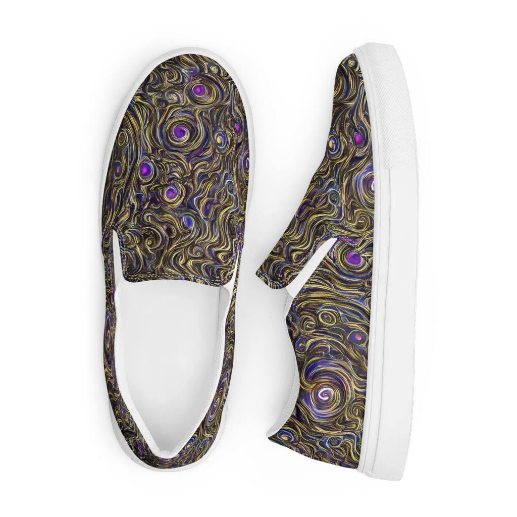 Orbiting Gold on Men's Slip-On Canvas Shoes — Front