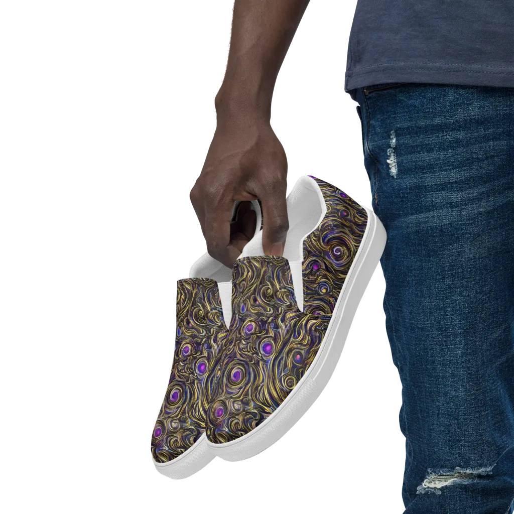 Orbiting Gold on Men's Slip-On Canvas Shoes — Left Front