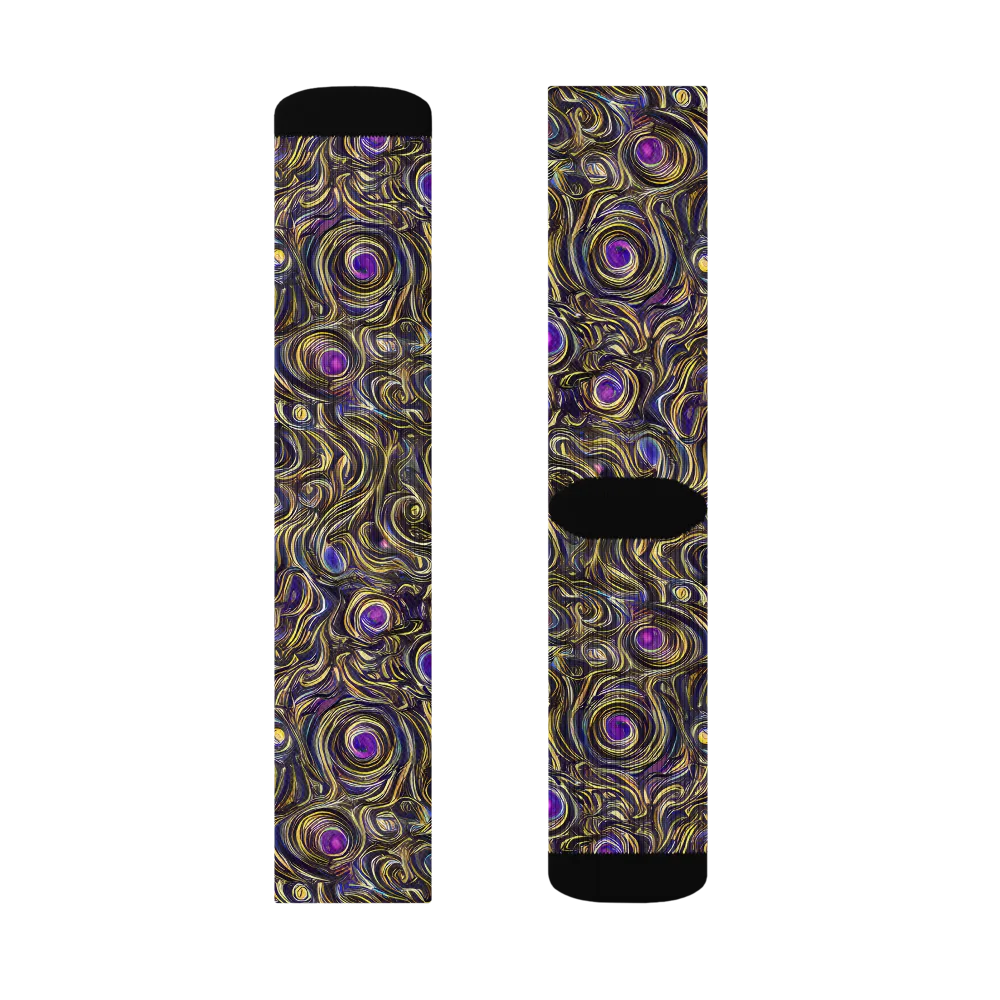 Orbiting Gold on Socks — Left Sock