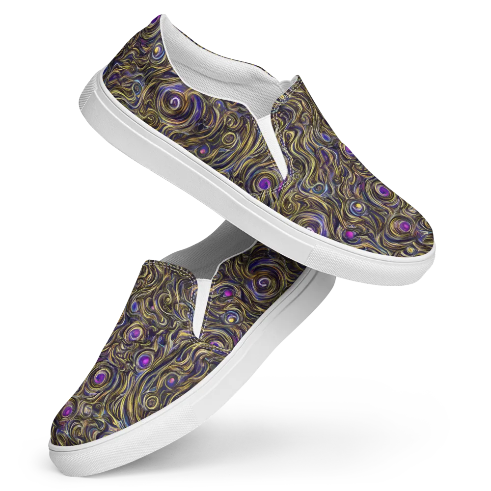 Orbiting Gold on Women's Slip-On Canvas Shoes — Front
