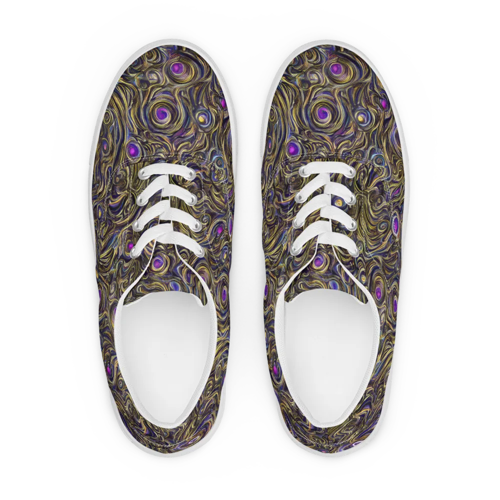 Orbiting Gold on Men's Lace-Up Canvas Shoes — Front