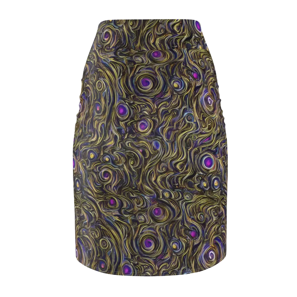 Orbiting Gold on Pencil Skirt — Back