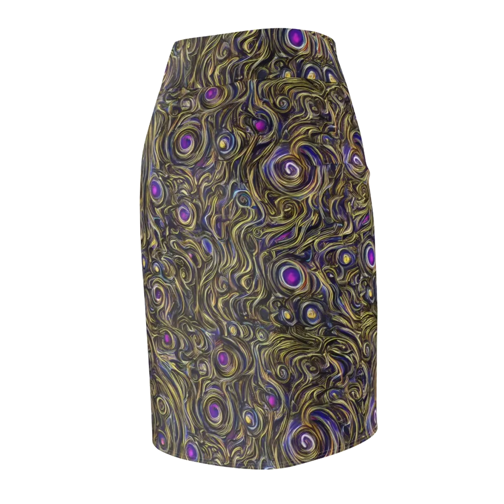 Orbiting Gold on Pencil Skirt — Back Side