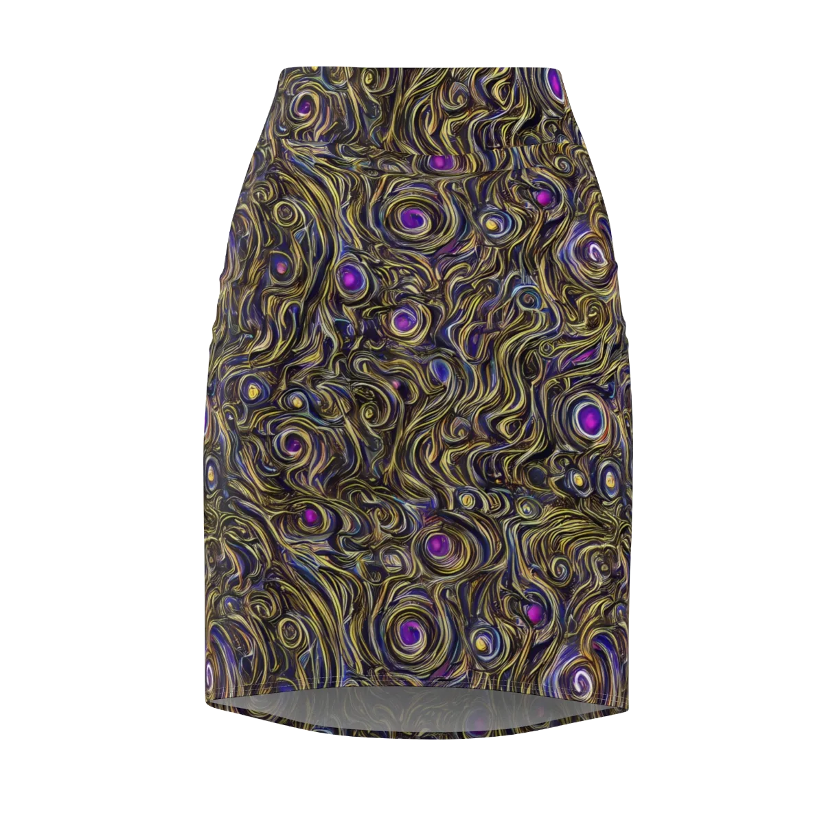Orbiting Gold on Pencil Skirt — Front