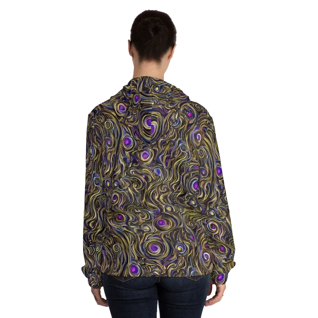 Orbiting Gold on Women's Full-Zip Hoodie — Back On Person