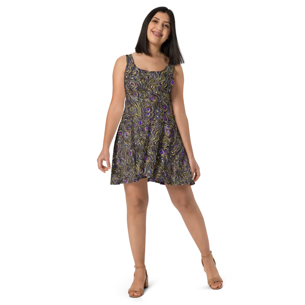 Orbiting Gold on Skater Dress — Front