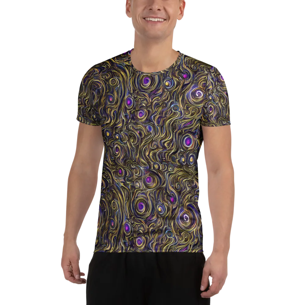 Orbiting Gold on Men's Athletic T-Shirt — Front