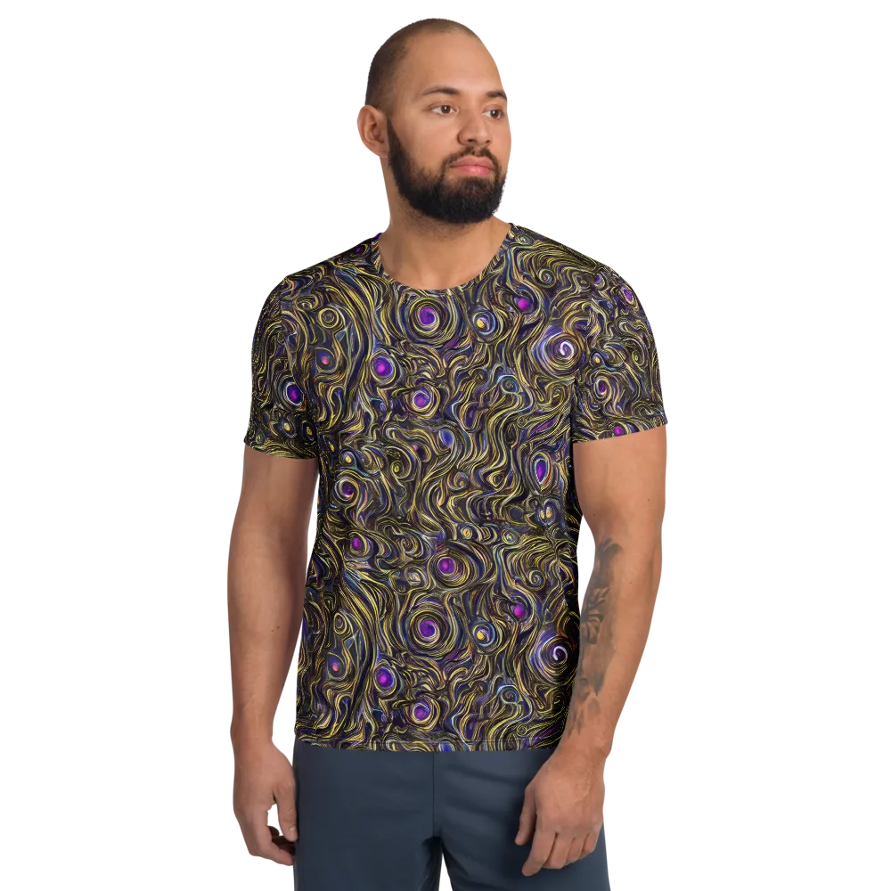 Orbiting Gold on Men's Athletic T-Shirt — Front