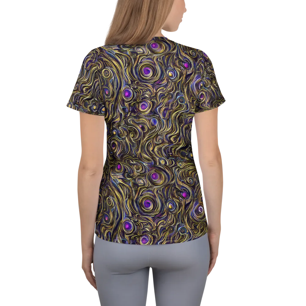 Orbiting Gold on Women's Athletic T-Shirt — Back