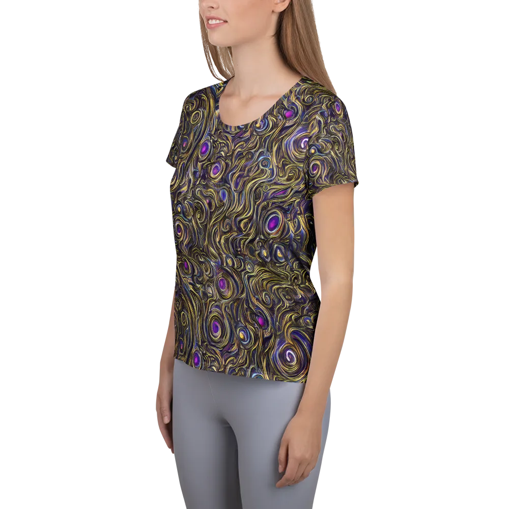 Orbiting Gold on Women's Athletic T-Shirt — Left